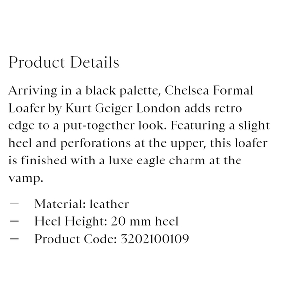 Kurt Geiger Chelsea Formal Loafer in Black with Eagle - Picture 9 of 9